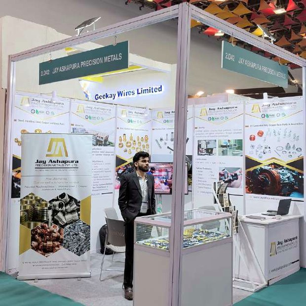 Jay Ashapura exhibition stand at an international engineering trade show