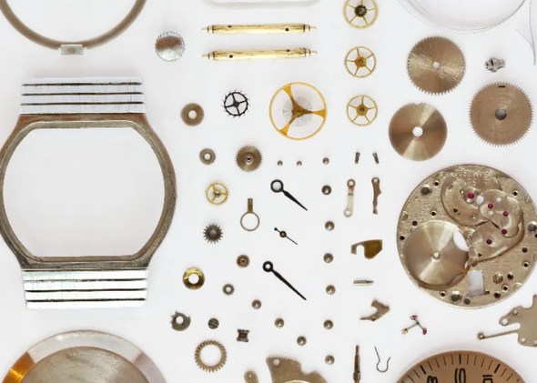 Cases, dials and movement parts